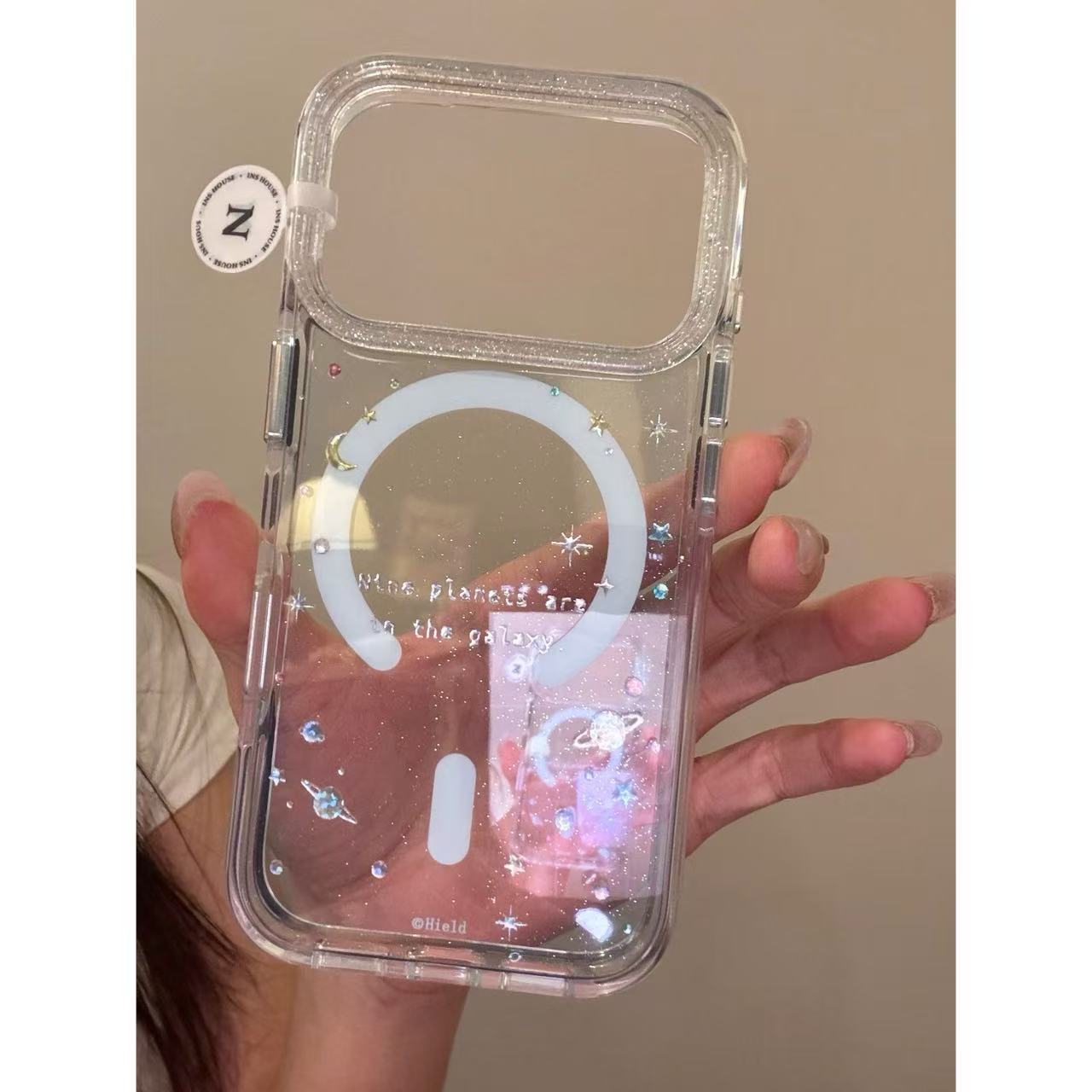 Korean glitter surrounded by colorful planet magnetic attraction for iPhone new Apple phone case