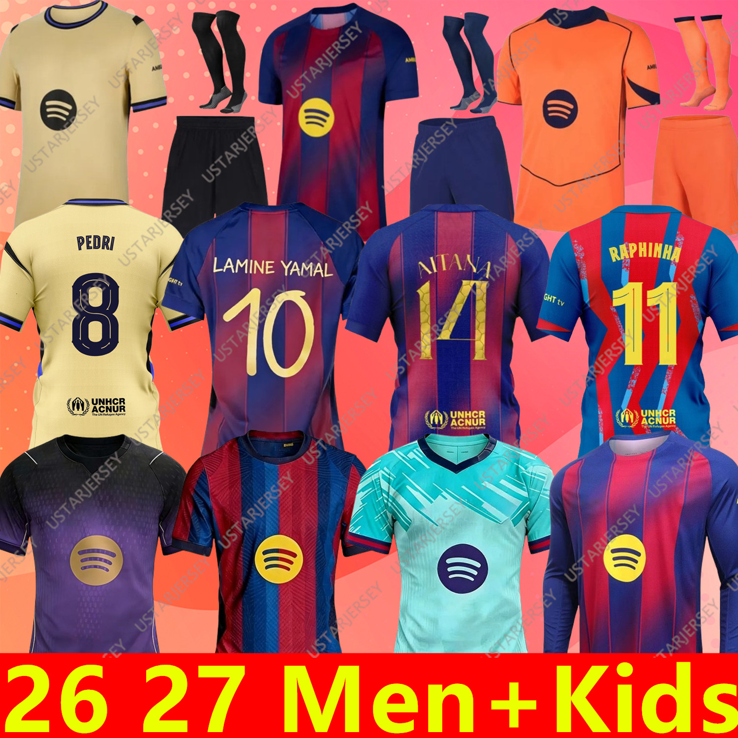 Barcelona 25 26 27 LAMINE YAMAL PEDRI GAVI Soccer Jersey RAPHINHA Camiseta De Football Shirt KOUNDE F. DE JONG FERMIN 2025 2026 2027 OLMO BALDE CUBARSI Football Men Kids