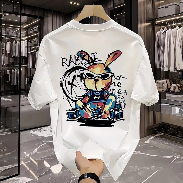 Summer New Arrivals Men's American Streetwear T-Shirts | 100% Cotton Rabbit Graphic Edgy Versatile Trendy Tops