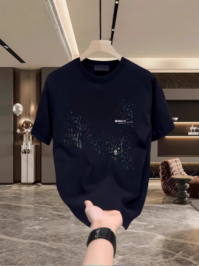 Summer Hong Kong Style Men's Streetwear T-Shirts | 100% Cotton Creative Graphic Crew Neck Oversized Versatile Casual Tops
