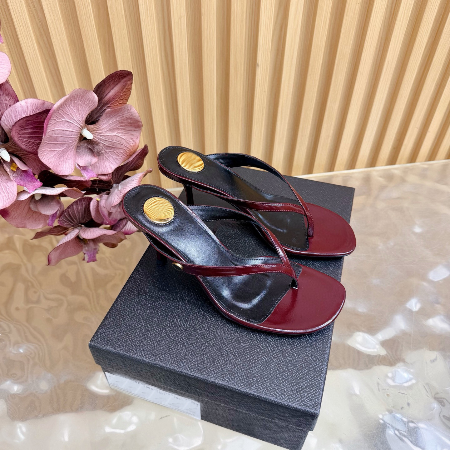 designer fashion Women Rose Flip Flops Stiletto Heel sandals OPYUM MULES silk leather letter Logo SUE Thong sandals