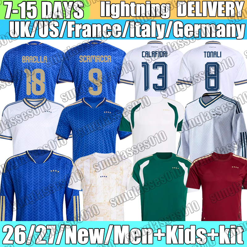 Italy Jersey BARELLA CALAFIORI FRATTESI Zaccagni Frattesi Retegui maglia italia Soccer Jerseys CHIESA TONALI Bastoni Kean Jersey 26 27 Football Shirt Men Kids Kit