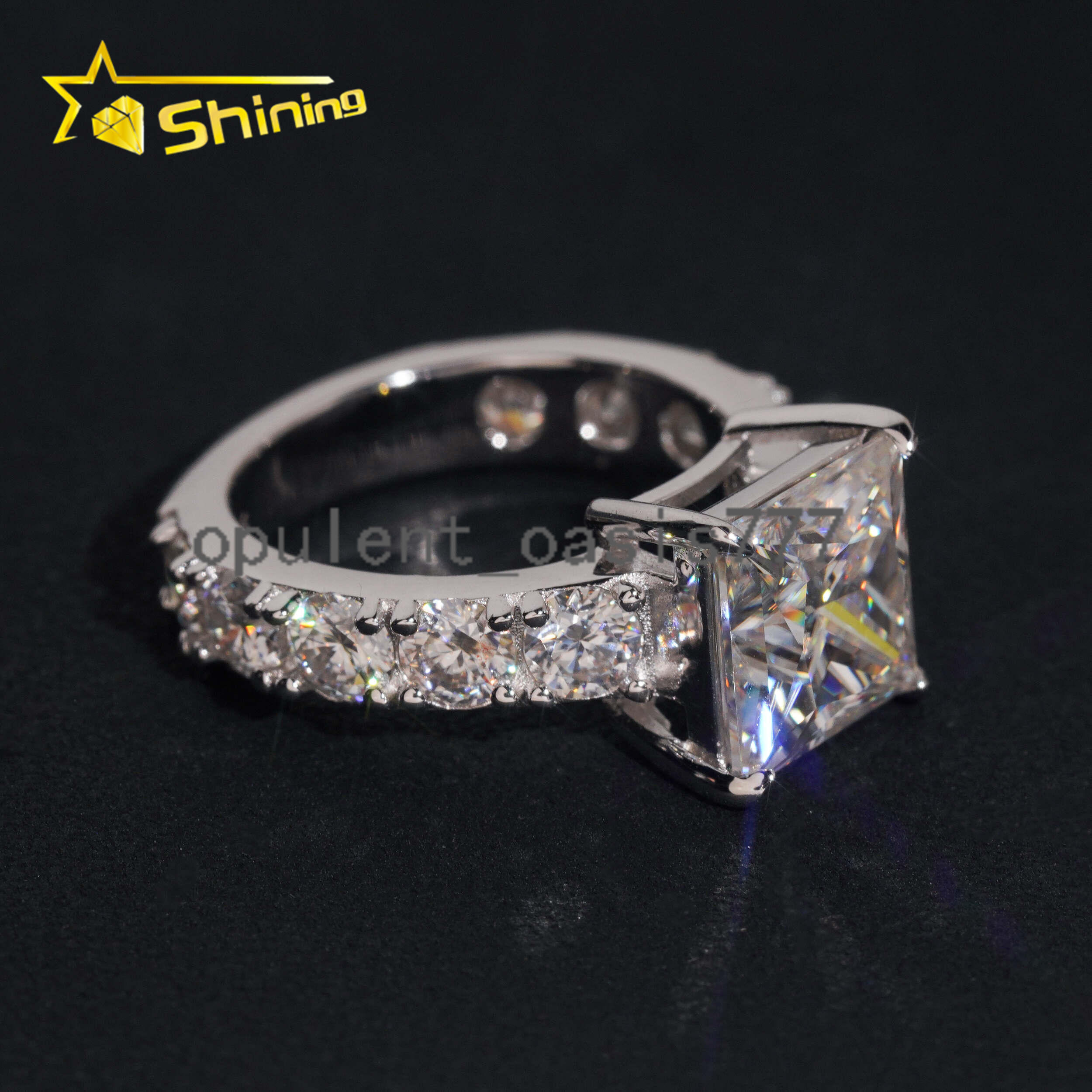 Luxury 925 Sterling Silver 5CT Princess Cut Moissanite Diamond Ring Custom D VVS Moissanite Engagement Ring for Women