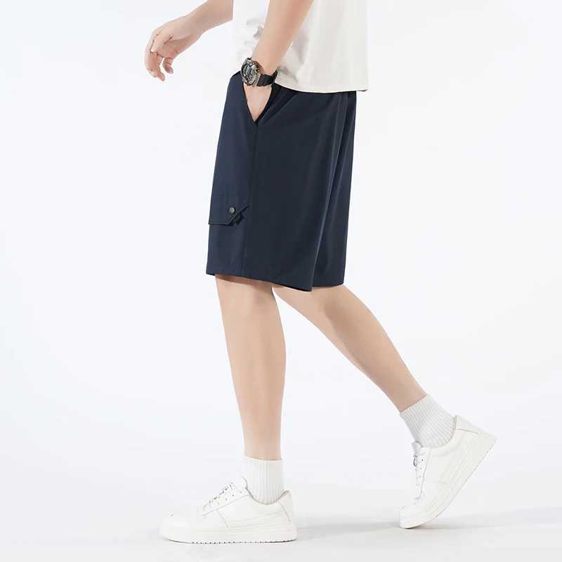 Mens Summer Ice Silk Cargo Shorts Loose Straight Knee-Length Quick-Dry Breathable Casual Sports Shorts Plus Size Multi-Color El Z260331