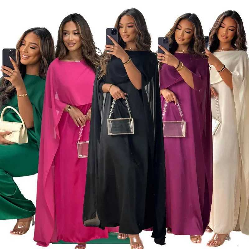 Ramadan Muslim Women Maxi Dress Cloak Abaya Dubai Kaftan Eid Djellaba Ka Islam Clothing Cape Party Gown Caftan Marocain Robe C260331