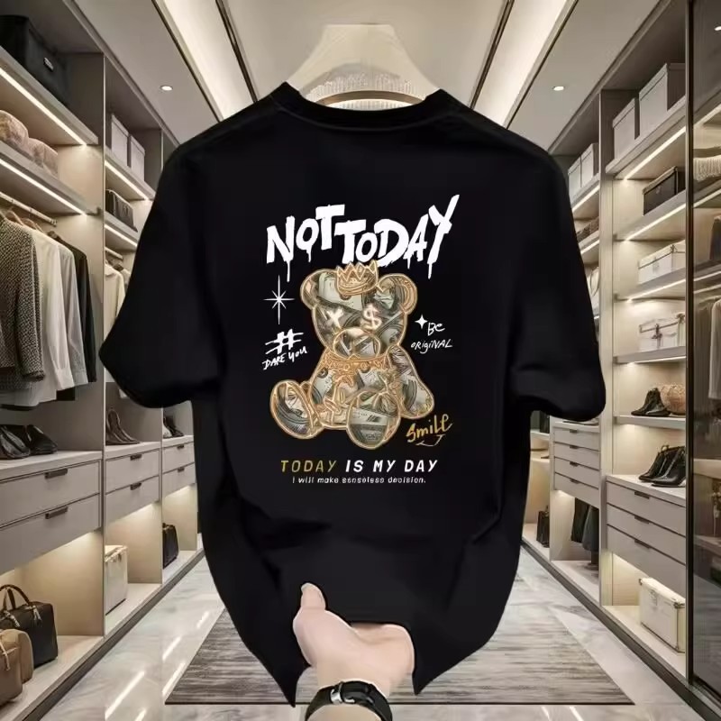 2026 Summer New Arrivals Men's European-Style T-Shirts | Trendy Bear Graphic Viral Premium Streetwear Short Sleeve Tops