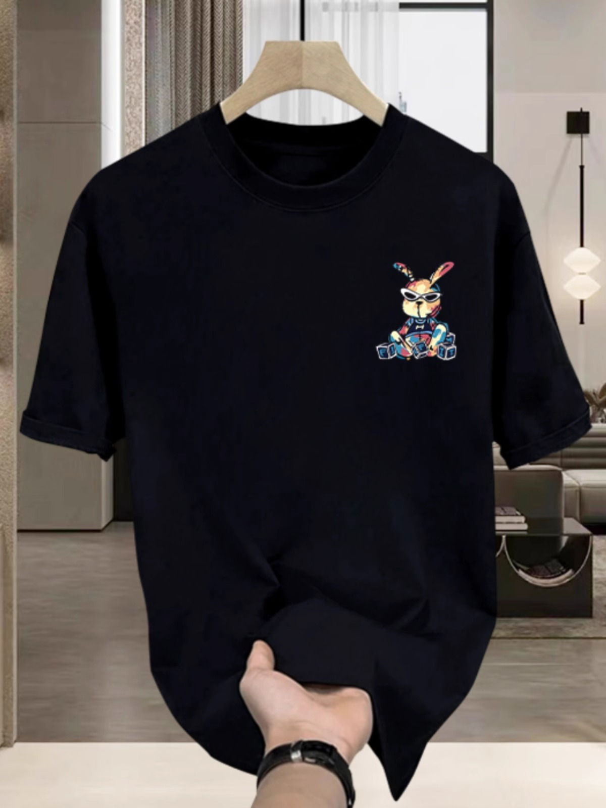 Summer New Arrivals Men's American Streetwear T-Shirts | 100% Cotton Rabbit Graphic Edgy Versatile Trendy Tops