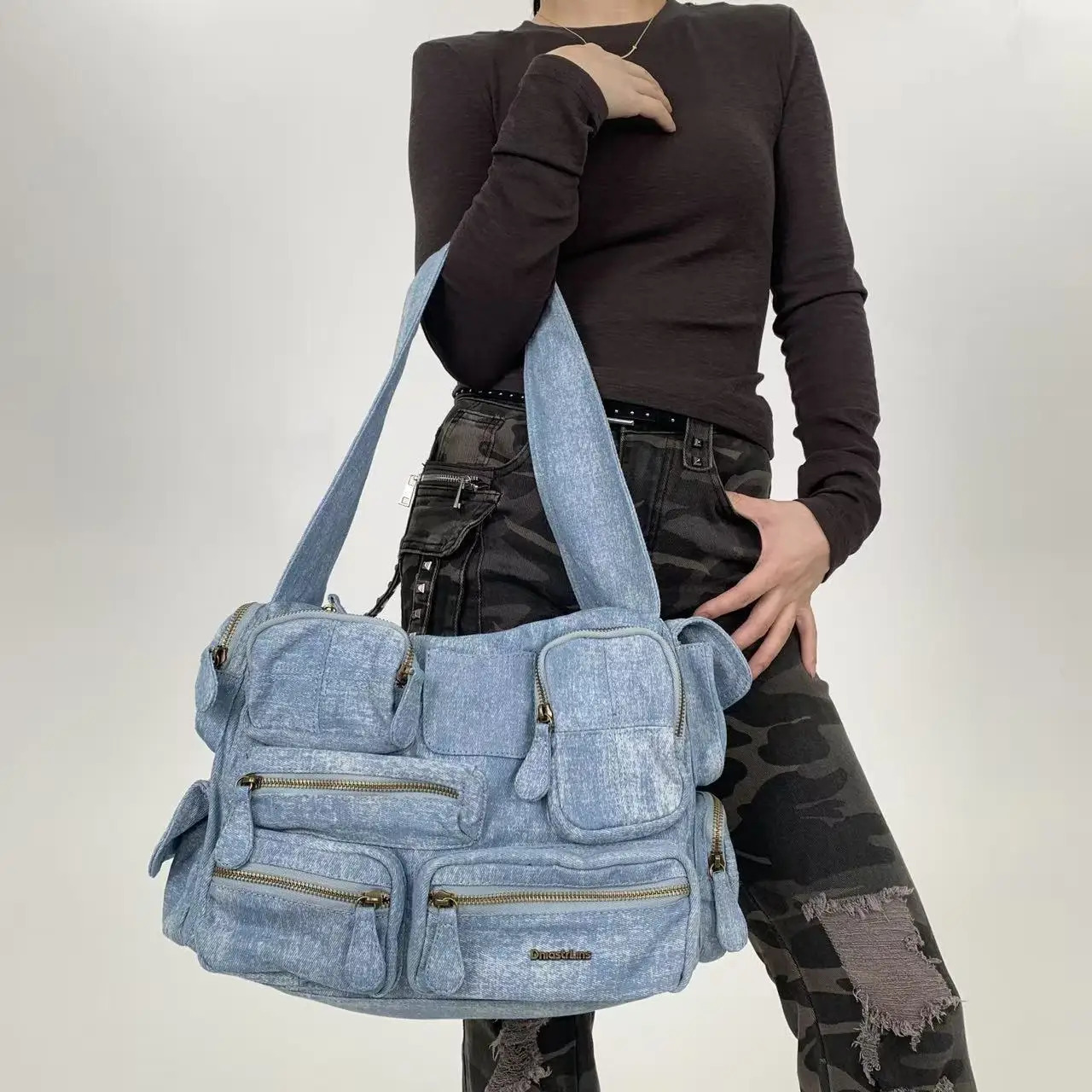 Ladies fashion Y2K vintage multi pocket shoulder bag street style personalized retro crossbody bag 260324 - view 4