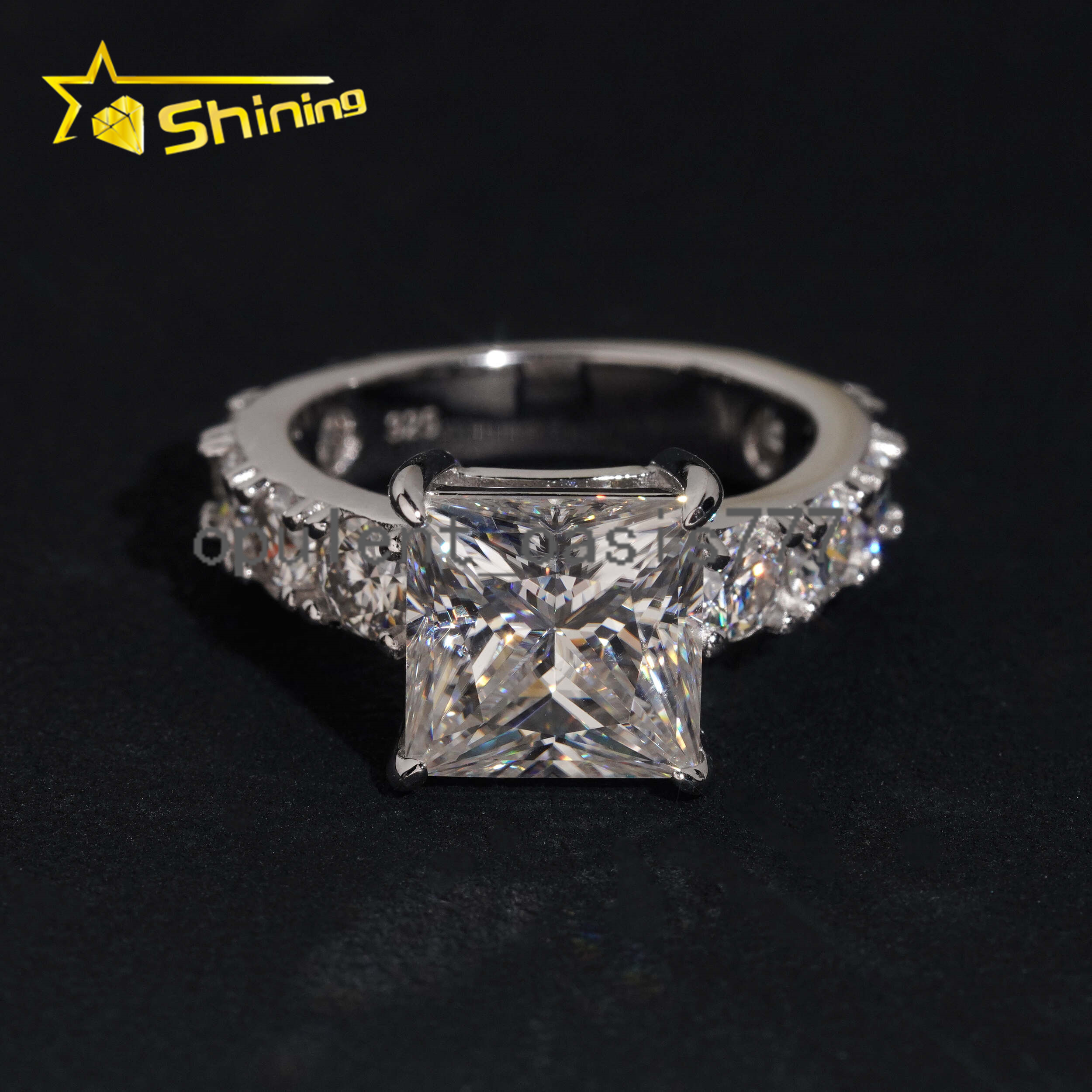 Luxury 925 Sterling Silver 5CT Princess Cut Moissanite Diamond Ring Custom D VVS Moissanite Engagement Ring for Women