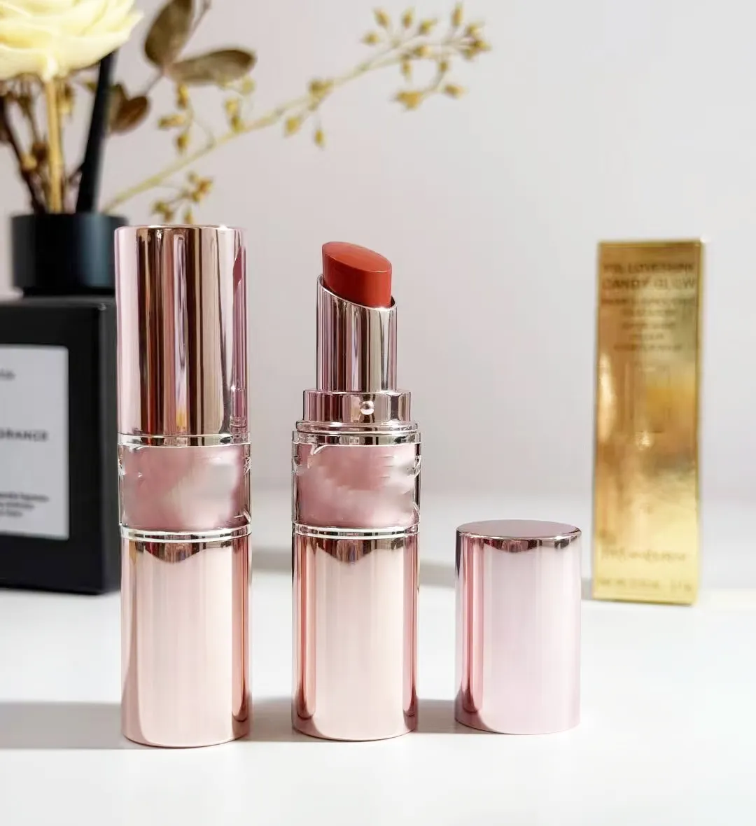 Love shine Candy Glow Lipstick Pink Case Hydrating Tinted Lip Balm Long Lasting Shine Lip Makeup for Women 11 Colors Lipstick 3.1g Color Improving