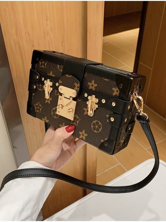 Vintage Print Women's Box High-Value New Light Luxury Niche Makeup Small Square Single Shoulder Crossbody Bag