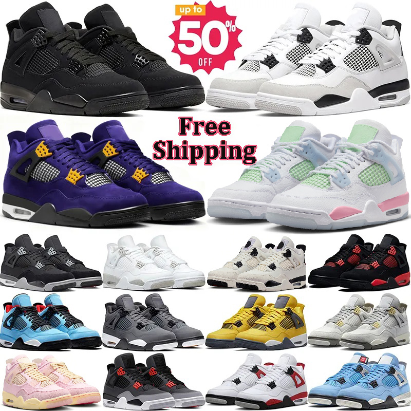 4 Men 4s Basketball Desinger Shoes Black Cat 2025 University Women White Pure Money Pink Thunder Oreo Military Blue Sneakers with BOX