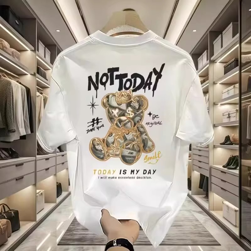 2026 Summer New Arrivals Men's European-Style T-Shirts | Trendy Bear Graphic Viral Premium Streetwear Short Sleeve Tops