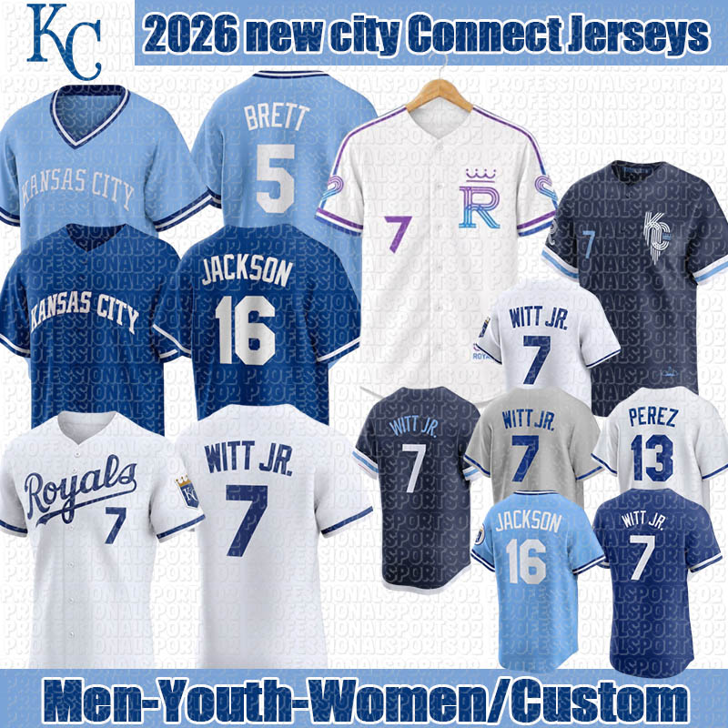 #7 Bobby Witt Jr. Jersey #13 Salvador Perez Jersey Vinnie Pasquantino City KC Royals Jerseys Cole Ragans MJ Melendez Jonathan India Bo Jackson Custom Baseball Jerseys