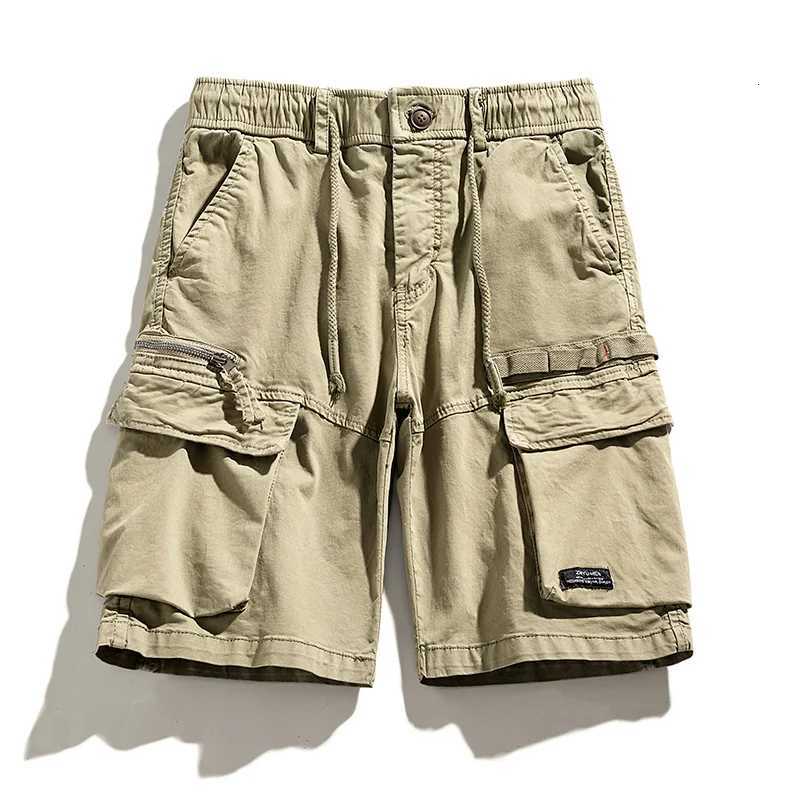 Summer Men Cargo Multi Pocket Cotton Shorts Mens Casual Solid Elastic Waist Shorts Spring Jogger Shorts Pants Male Dropshipping Z260331