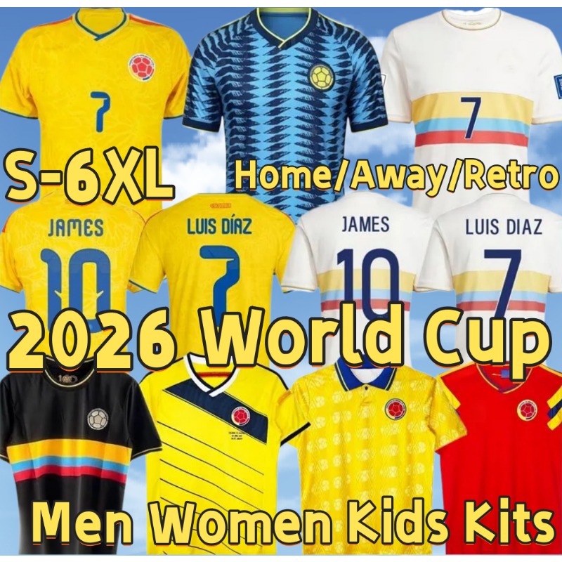 2026 Colombia JAMES Soccer Jerseys CoLUmBIa National Team Home Away Set Camisetas 1990 2014 Luis Diaz 100 years anniversary Men Kids kit Women Football Shirt
