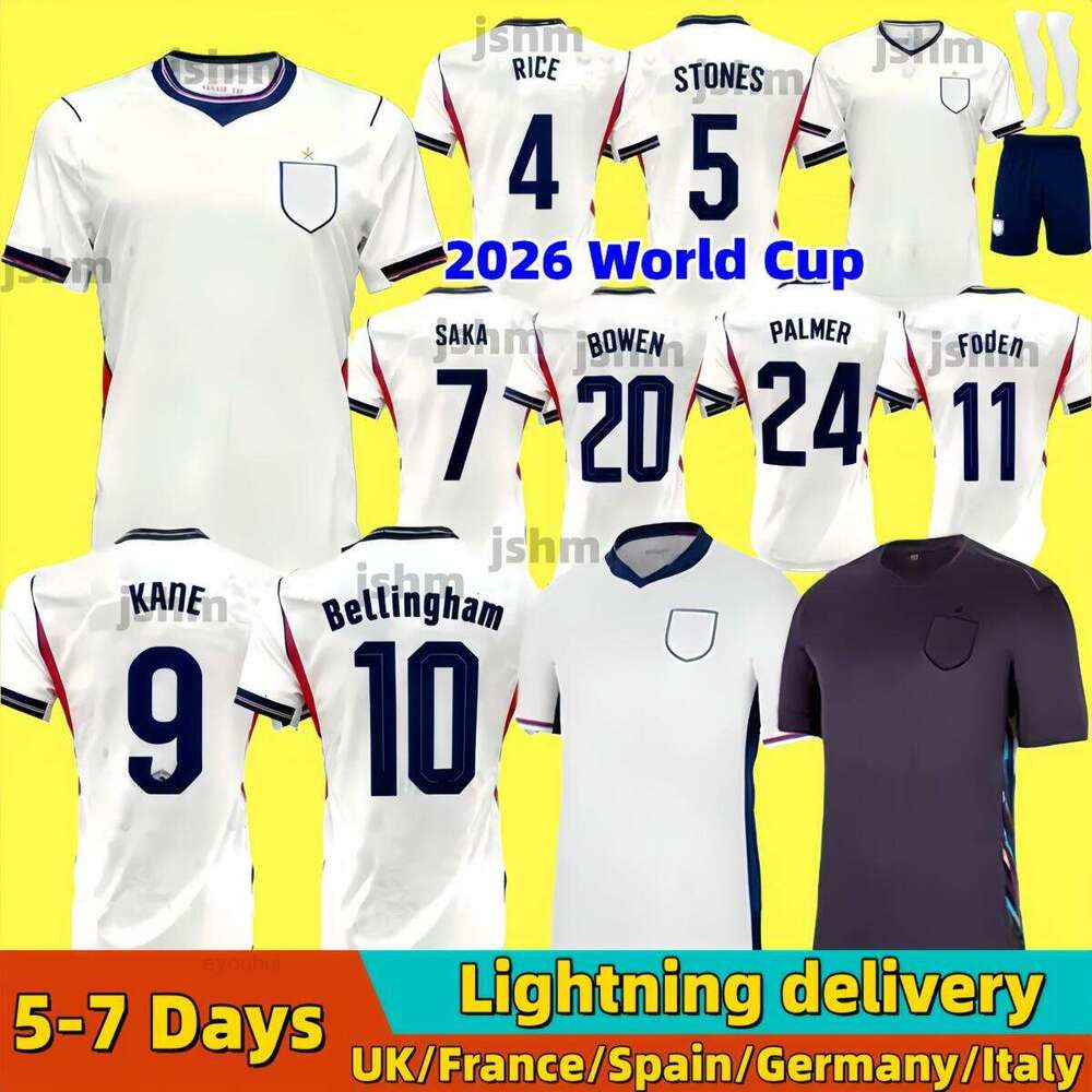 2026 England football shirt Williamson Soccer Jersey Russo Bronze Saka Toone KANE RICE FODEN 2026 2027 National Team Home White Away Kid Women Men Kid