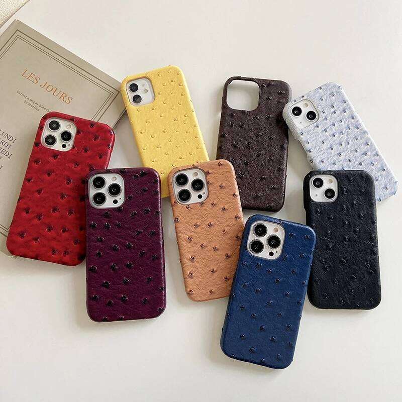 Luxury Ostrich Pattern Phone Case For iPhone Air 17 Pro 16 15 14 13 12 11 17Pro Max PU Leather Hard Shockproof Cover 26Y0316