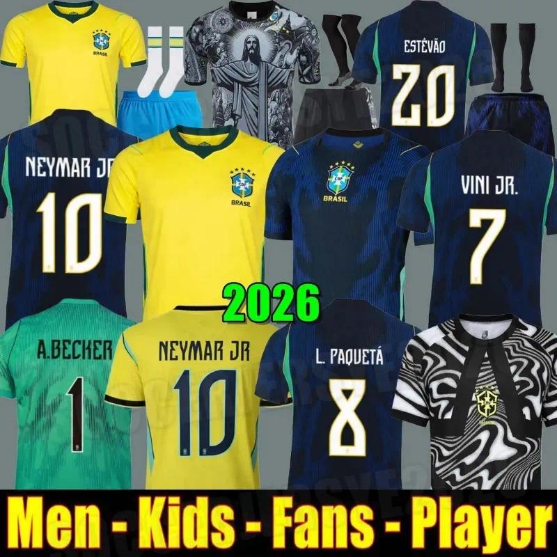 2026 Brasil soccer jerseys BraziLS Retro shirts CASEMIRO VINI JR RICHARLISON PELE 1998 2002 Carlos Romario Ronaldinho camisa de futebol RIVAL Kids kit home and away