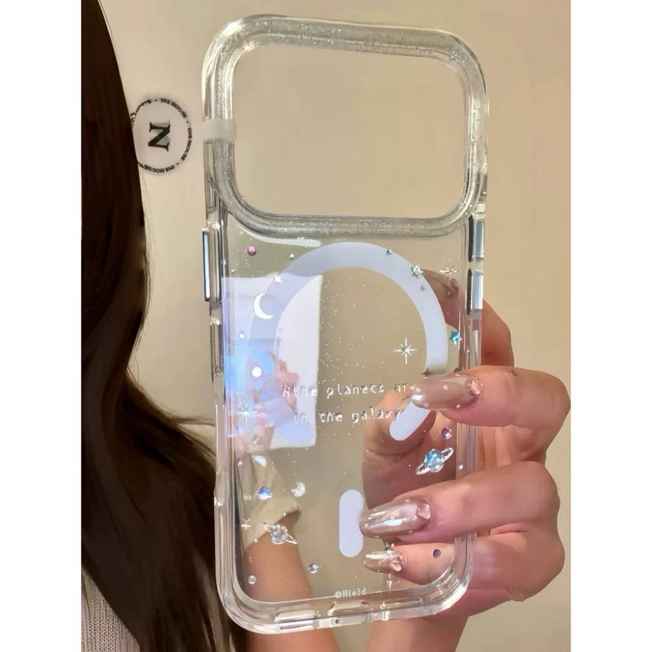 Korean glitter surrounded by colorful planet magnetic attraction for iPhone new Apple phone case