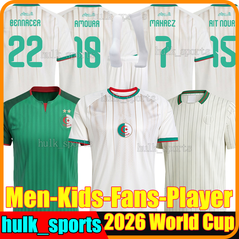 4XL 2026 Algeria AMOURA Soccer Jerseys AIT NOURI AOUAR BENNACER BENRAHMA BENSEBAINI BENTALEB BENZIA GOUIRI MAHREZ MANDI men kids kits socks sets football shirts