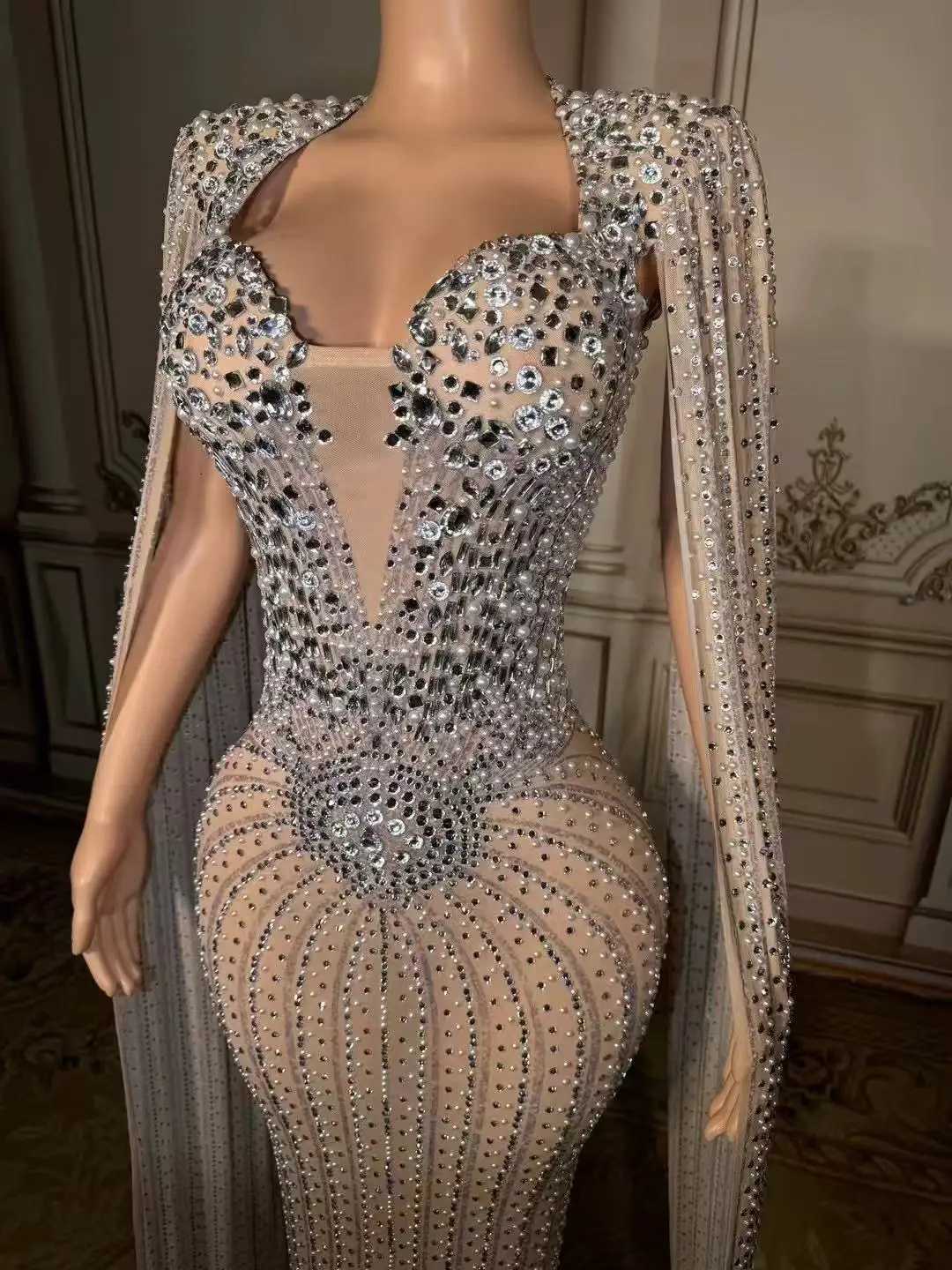 ZD Manufacturers for Customs Clothes Mesh Prom Dresses 2025 Luxury Rhinestones Clothing Boutique Vendors Women Sexy C260331