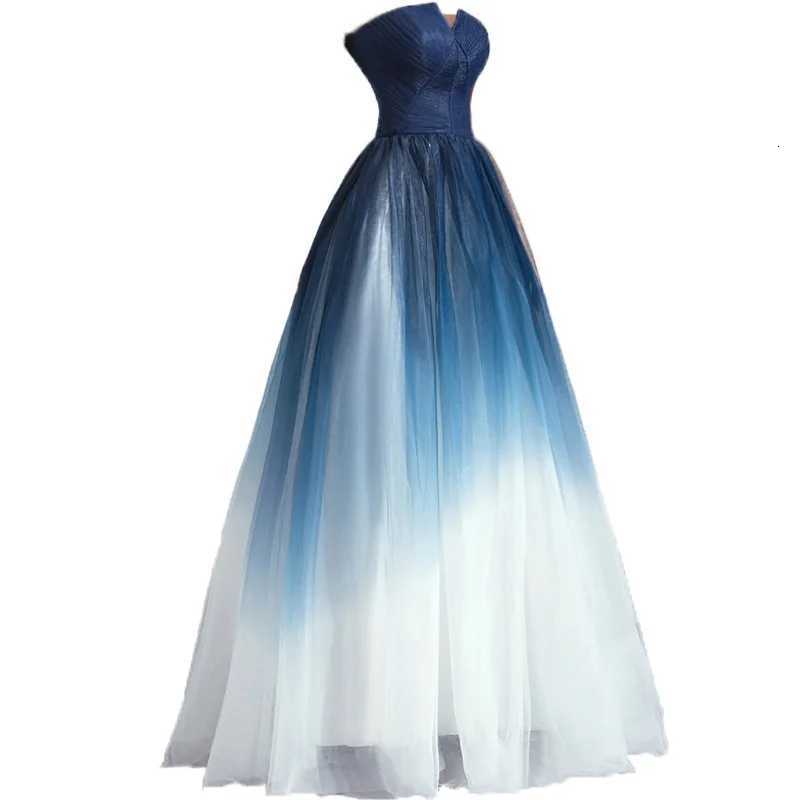 Dream Starry Annual Meeting Dress Gradual Change Blue Performance Clothes Art Test Host Catwalk Wedding Banquet Evening Dress C260331