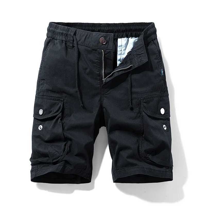 Summer Men Cargo Cotton Shorts Pants Mens Clothing Elastic Waist Casual Solid Beach Jogger Multi Pocket Shorts Male 40 Z260331