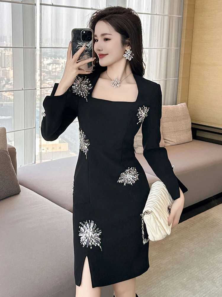 Banquet Evening Dress Women Luxury Style Sequins Black Slim Short Gown Femme Party Prom Vestidos Catwalk Clothes C260331