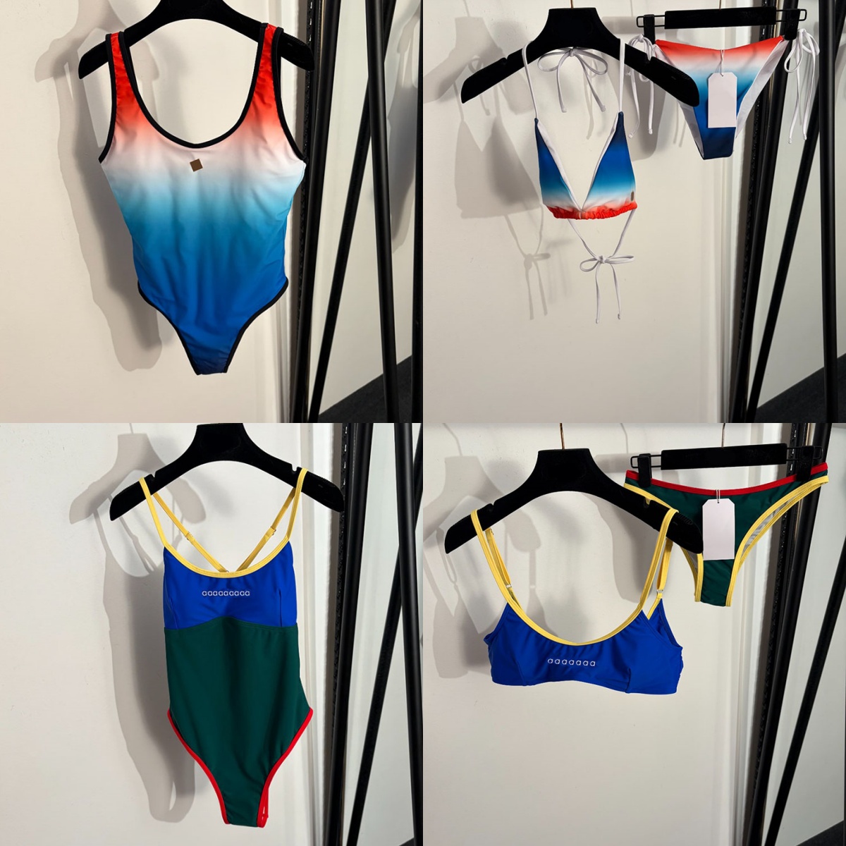 Luxury Women Gradient Colored Bras Briefs Set Sexy Hollow Back Swimsuit Summer Beach Vacation Yacht Bathing Suit