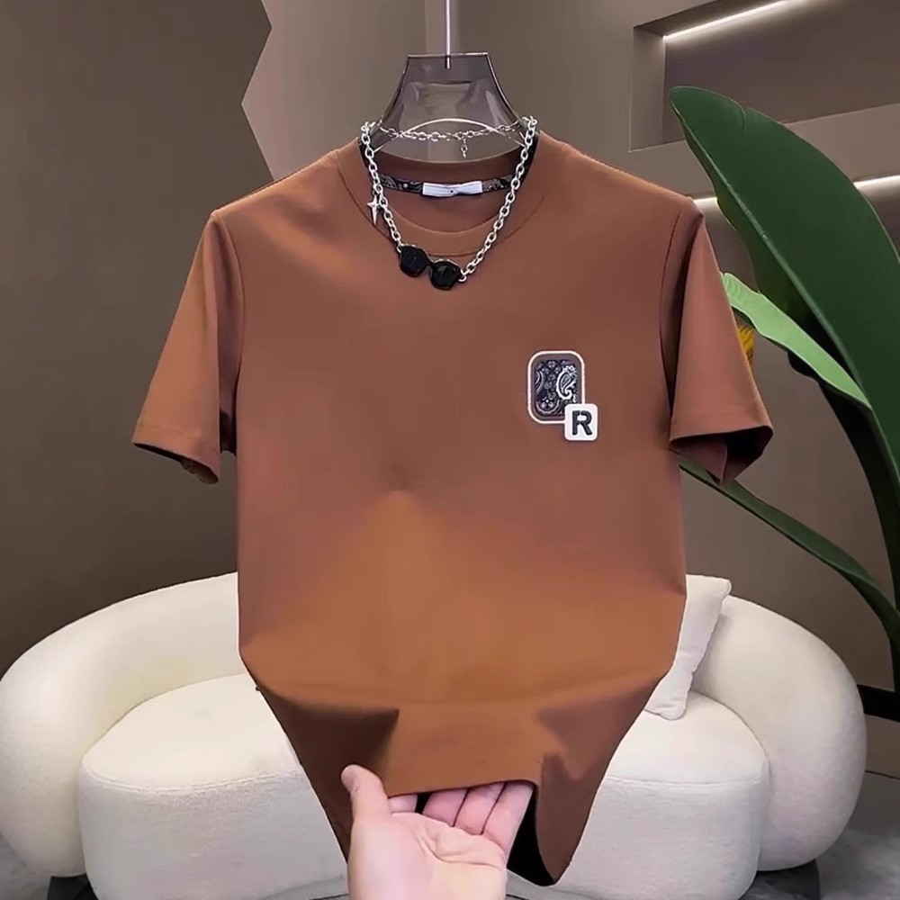 Summer New Arrivals Men's T-Shirts | Minimalist Letter Print 100% Cotton Slim-Fit Crew Neck Versatile Trendy Tops