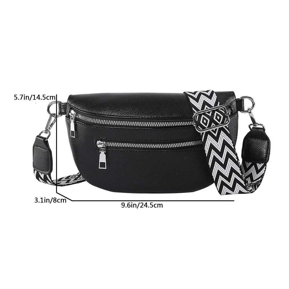 2024 Designer Womens Chest Bag PU Leather Wide Strap Shoulder Crossbody Bag Female Fashion Fanny Pack Banana Waist Bag H260331
