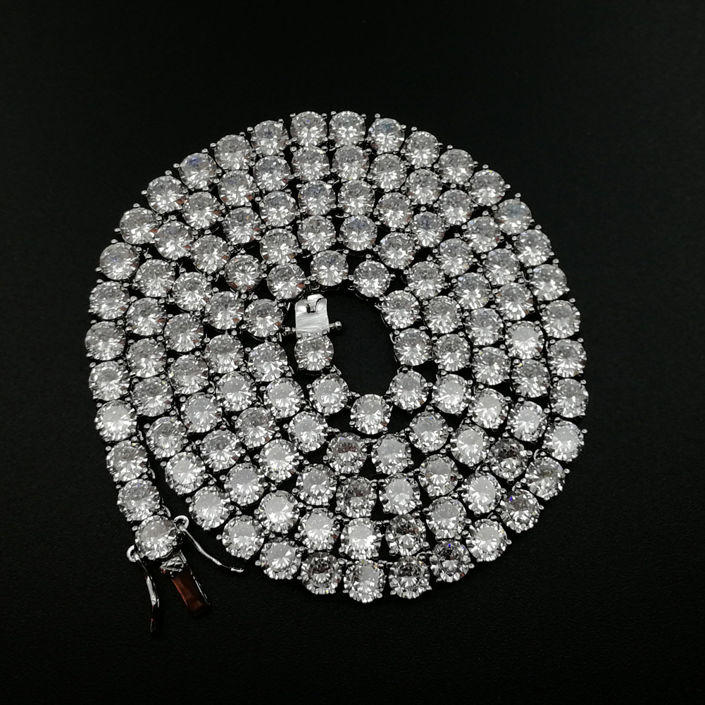 Tennis bracelet, 3mm CZ white cubic zirconia beads, men's bangle, 16inch (40cm) - 24inch (60cm) chain, women's bracelet, silver crystal brac