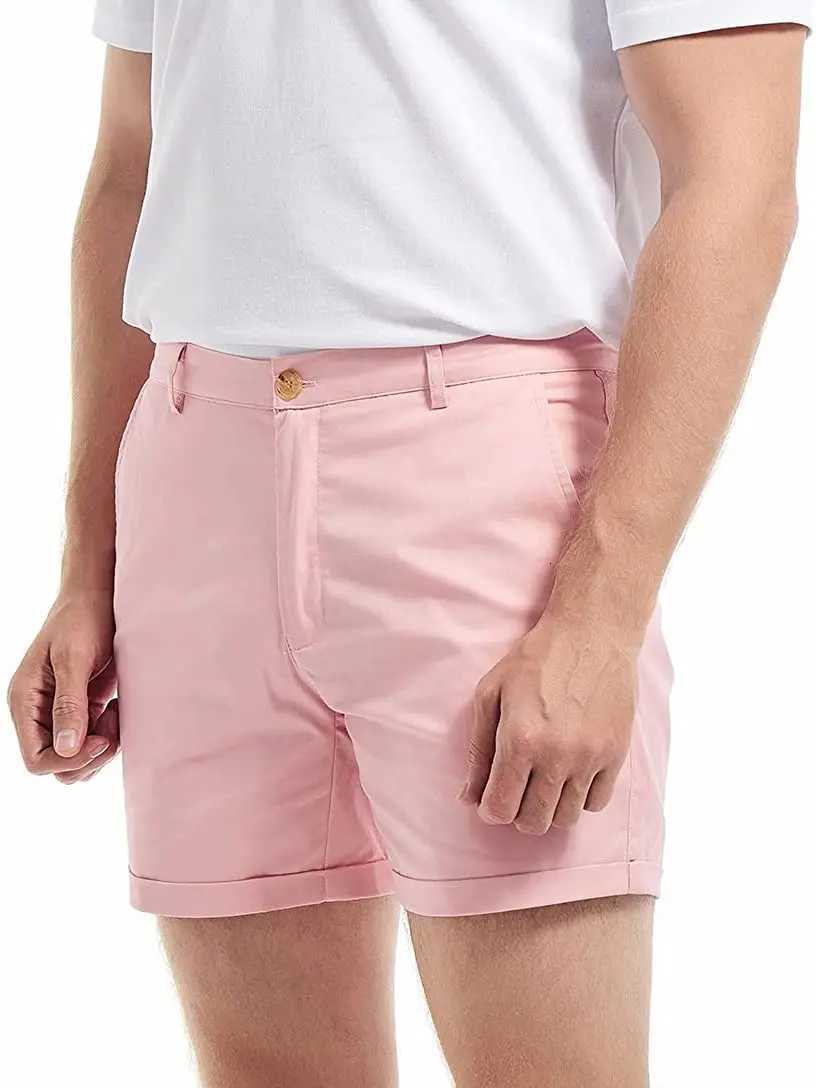 AIMPACT Mens Summer Slim-fit 5 Inseam Flat-Front Stretch Solid Color Chino Shorts AM2355 Z260331