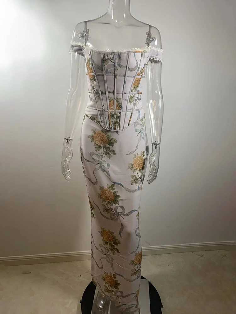 Mozision Vintage Print Sexy Maxi Dress Women Gown Summer Off-shoulder Sleeveless Backless Bodycon Club Party Long Dress Elegant C260331
