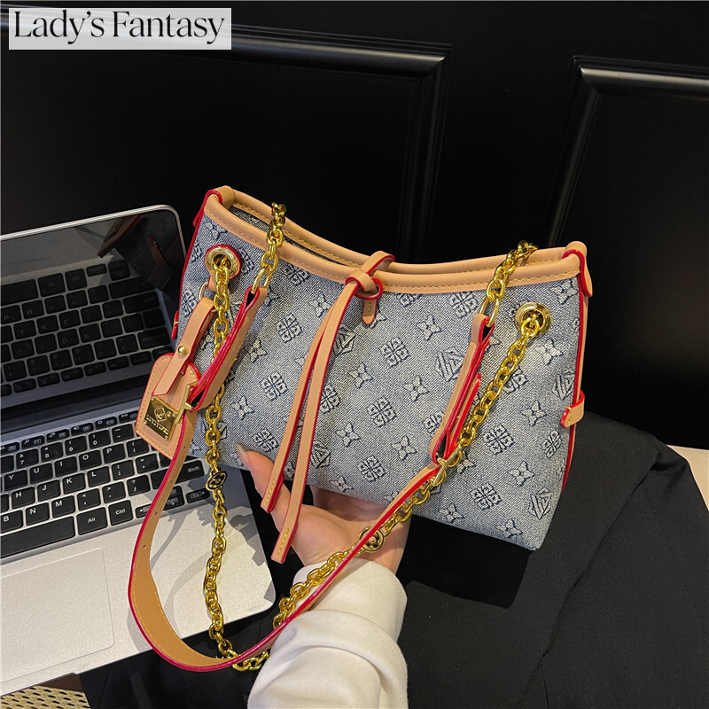 Lady's Fantasy Chain Large Capacity Tote New High-End Fashion Versatile Printed Commuter Crossbody Bag for Women