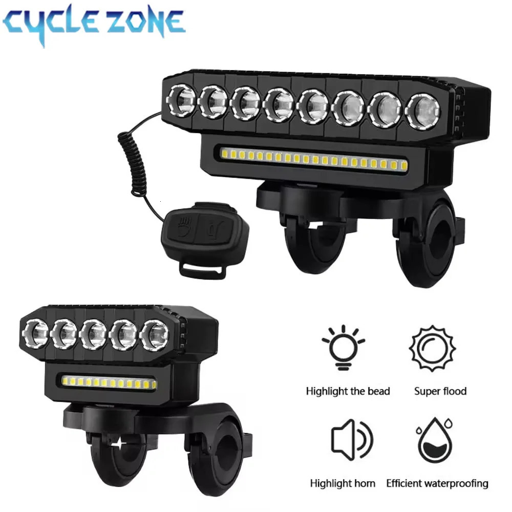 5/8 LED Bicycle Front Light USB Rechargeable 130dB Cycling Bike Horn Easy to Install 6 Modes Bicycle Bell Light 260331