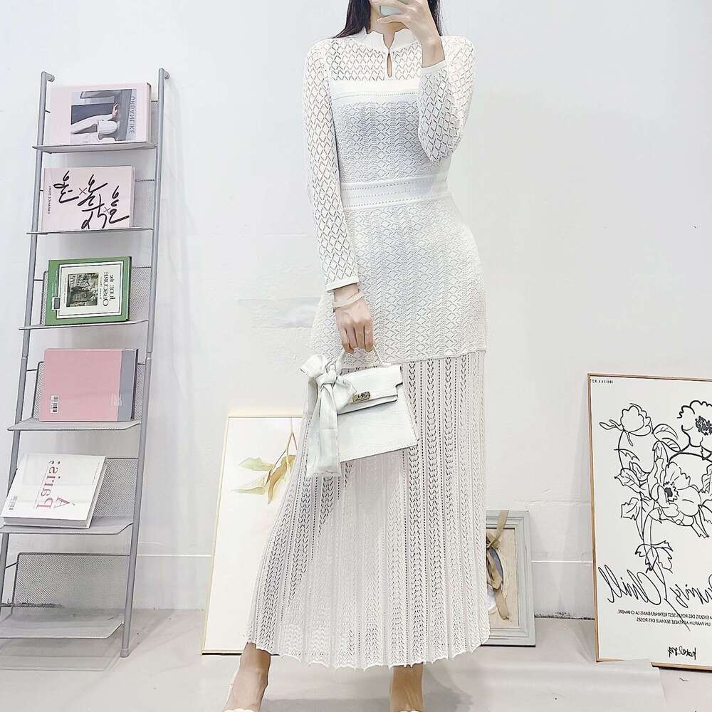 k30 2026 summer new designer French hollow slim knit dress elegant and fashionable long skirt