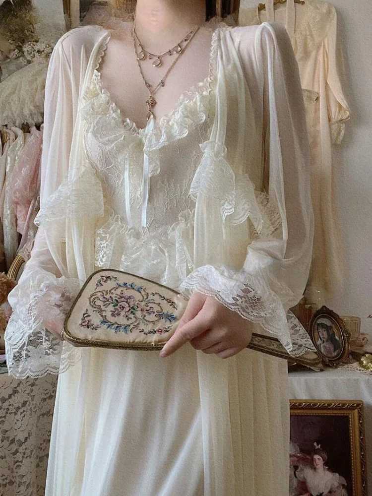 French Sweet Vintage Fairy Dress Women 2025 Autumn Lace Sexy Casual Korean Dress Female Court Chiffon Elegant Long Strap Dresses C260331