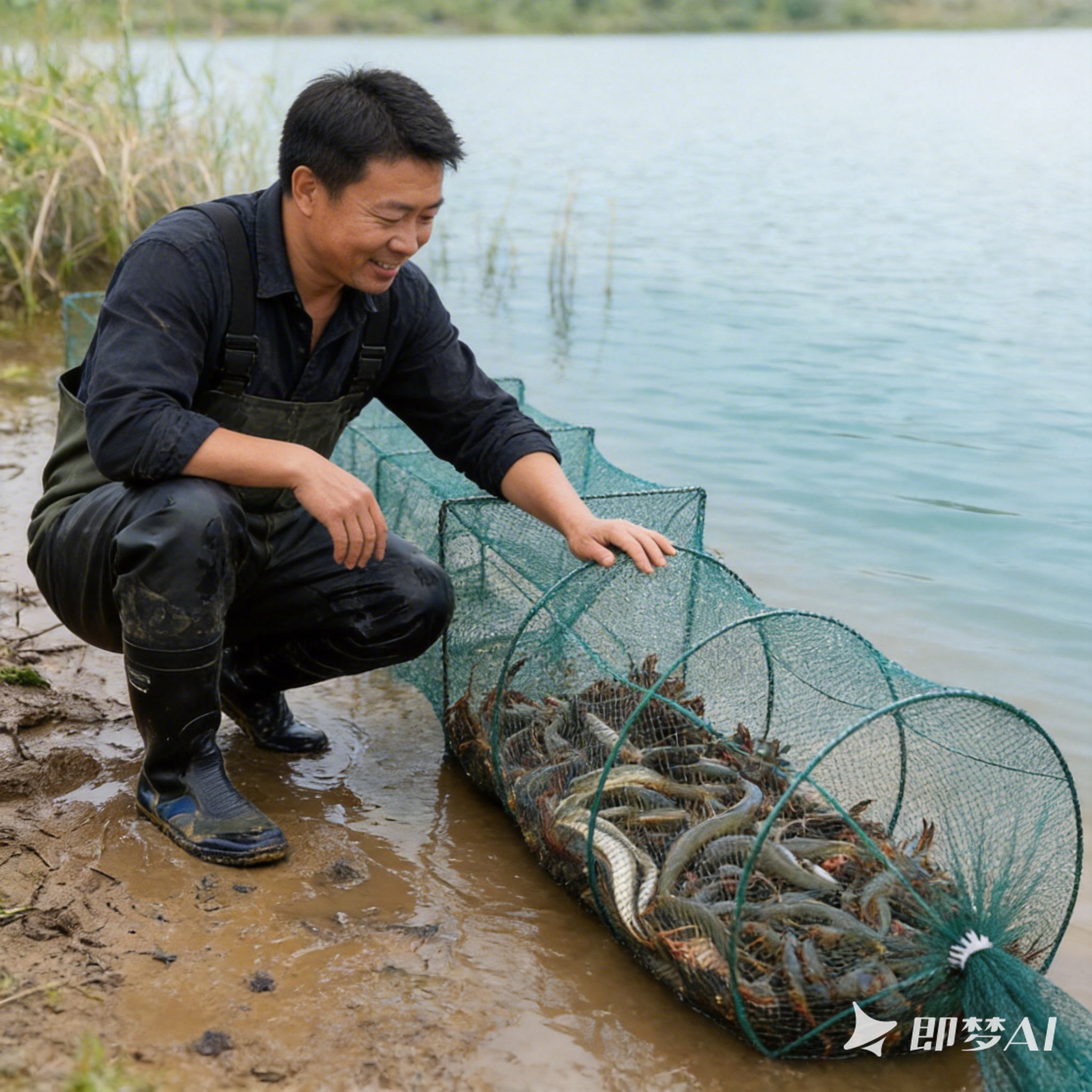 fishing fishnet fishing cast net fish cageEco-Friendly Fish Gathering Equipment: Robust Meshed Nets with Easy Retrieval