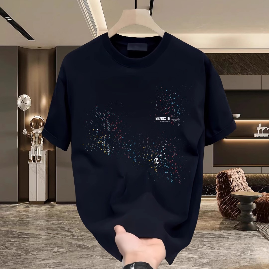 Summer Hong Kong Style Men's Streetwear T-Shirts | 100% Cotton Creative Graphic Crew Neck Oversized Versatile Casual Tops