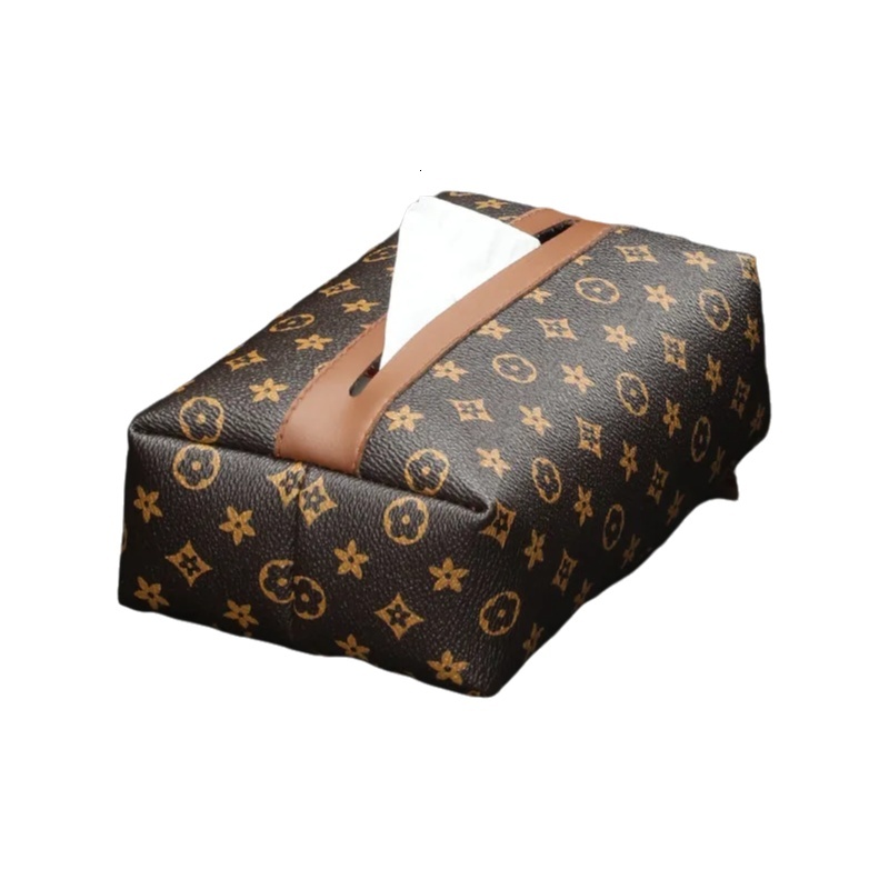Retro Furniture Tissue Box PU Napkin Holder Desktop Paper Drawer Leather Car Universal Organizer Classic Letter