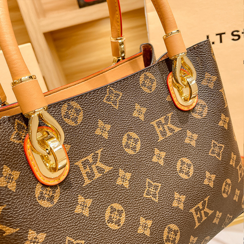 Lady's Fantasy Multi-Purpose Monogram Handbag, Faux Leather Top Handle Shoulder Purse, Perfect for Office, Shopping & Commute