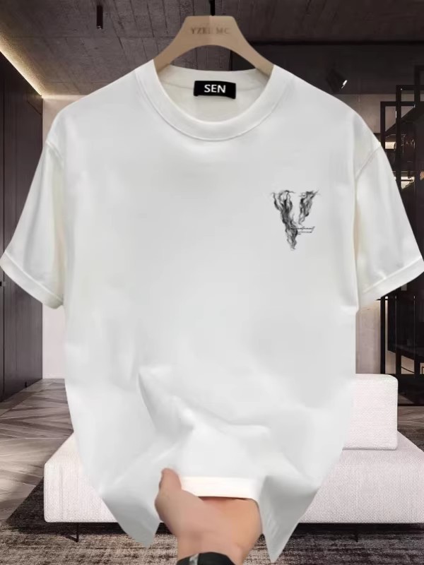 2026 New Arrivals Men's Streetwear T-Shirts | 100% Cotton Letter Graphic Crew Neck Stylish Oversized Summer Short Sleeve Tees