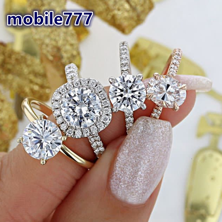 Handmade 18K Solid Gold Romantic 10CT Round Diamonds Moissanite S925 SILVER Halo Women Wedding Rings Jewelry