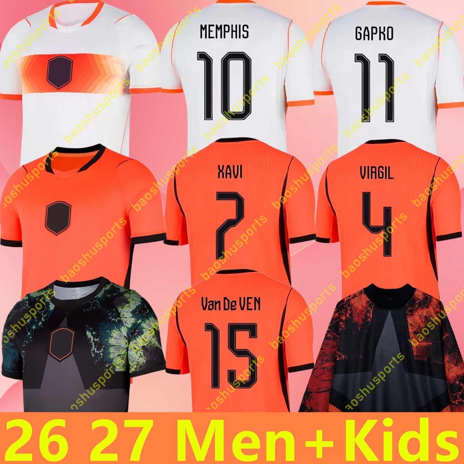 26 27 Netherlands soccer Jerseys world cup 2026 2027 Holland Home Away Player Fans Men Kids Football Jersey Shirts Kit MEMPHIS VIRGIL DE JONG GAKPO MALEN DUMFRIES XAVI