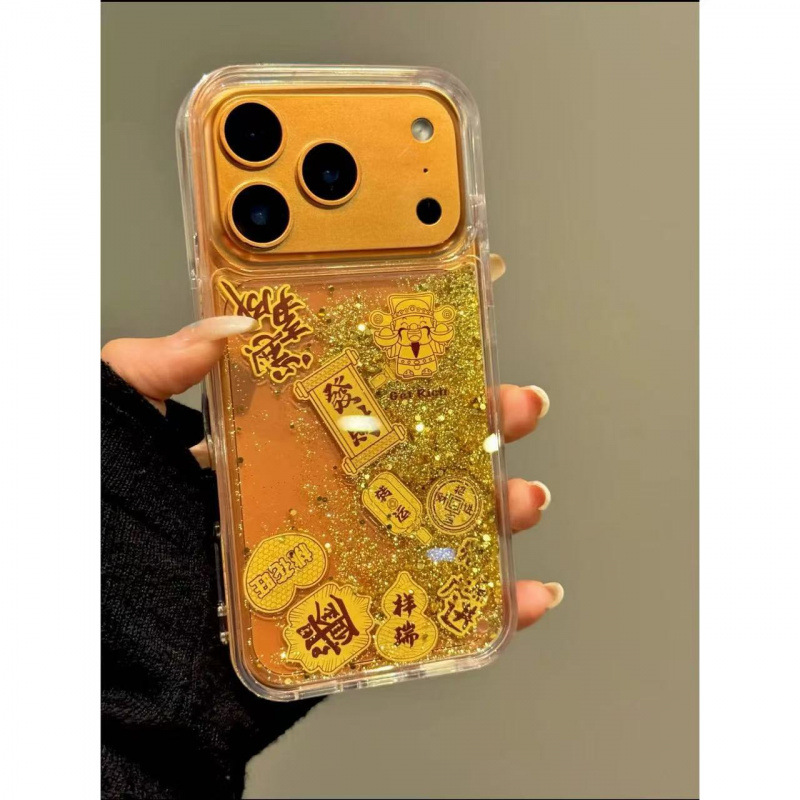 Quicksand gold foil God of Wealth is widely used iPhone Apple mobile phone case