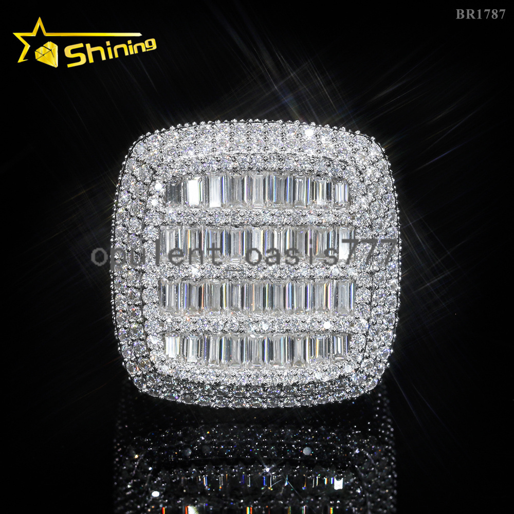 Luxury Style Ready to Ship Lab Diamond Jewelry Custom Ring Silver 925 Vvs Moissanite Iced Out Hip Hop Jewelry Mens Ring