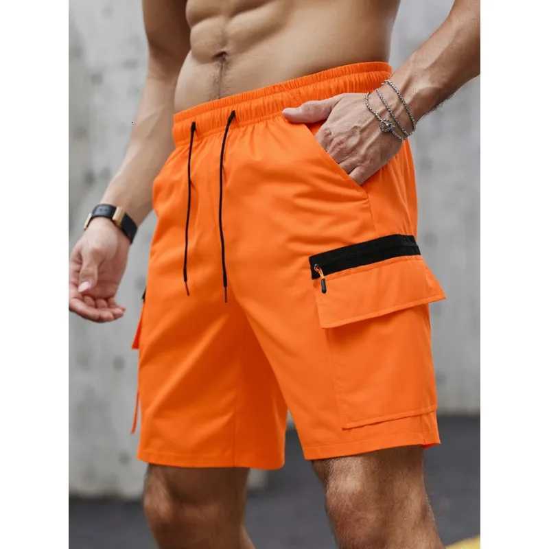 Mens Casual Cargo Shorts Big Pockets Loose Fit Elastic Waist Lightweight Breathable Outdoor Sports Gym Work Shorts for Men Z260331