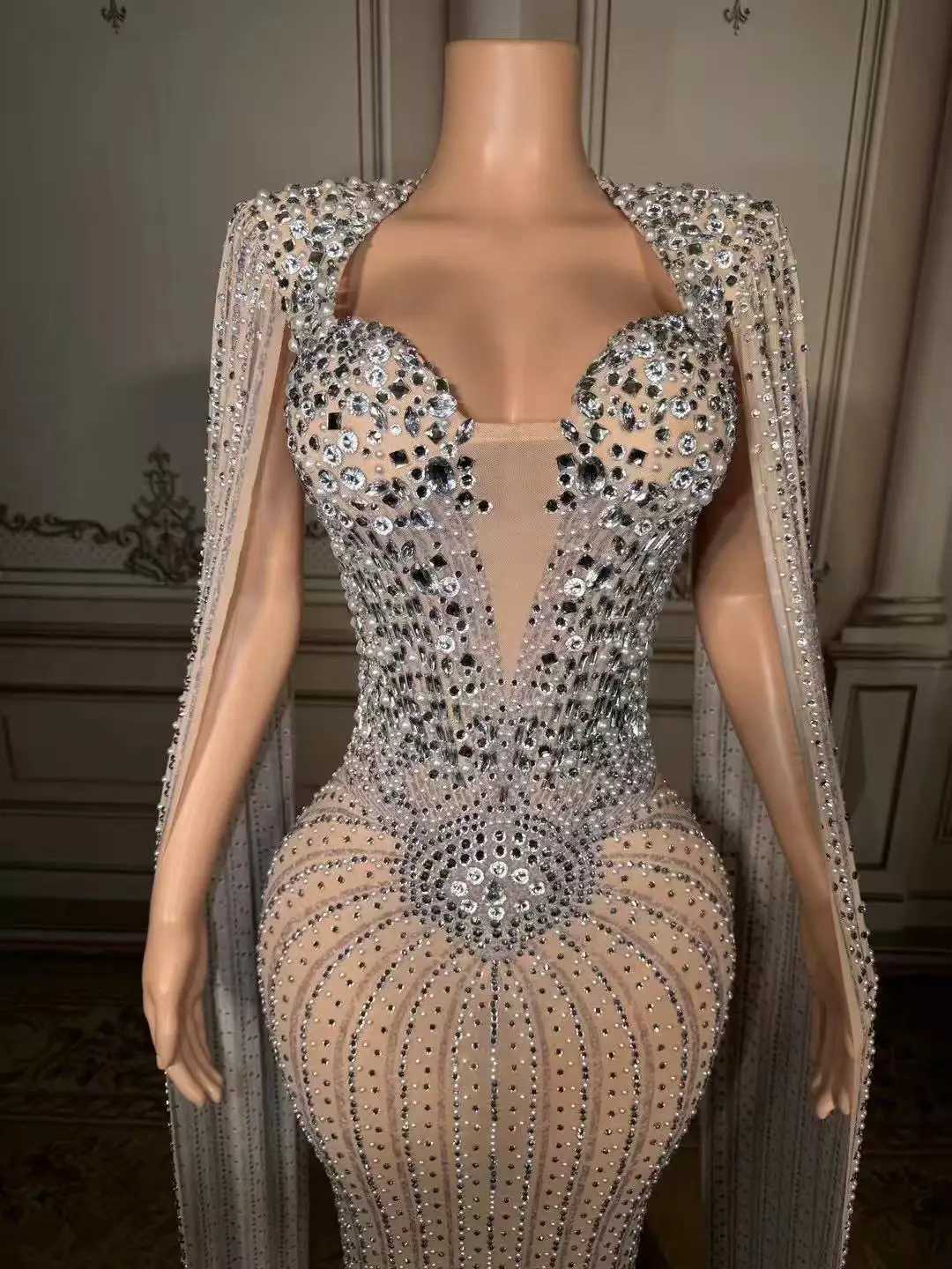 ZD Manufacturers for Customs Clothes Mesh Prom Dresses 2025 Luxury Rhinestones Clothing Boutique Vendors Women Sexy C260331